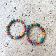 Recycled Sari kantha earrings - large circles